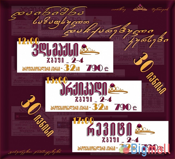 არქიკადის - რევიტის - 3დს მაქსის - დაჩქარებული პროფესიონალური კურსები - სურათი 1