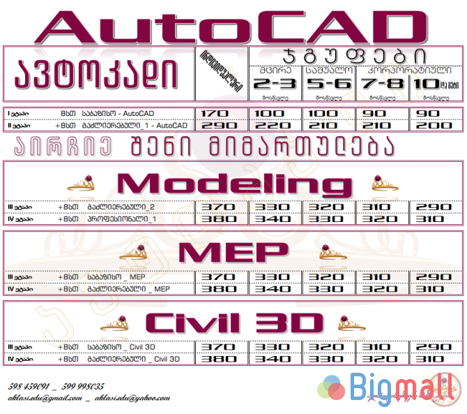 ავტოკადის პროფესიონალური კურსები - აირჩიე შენი მიმართულება - სურათი 1
